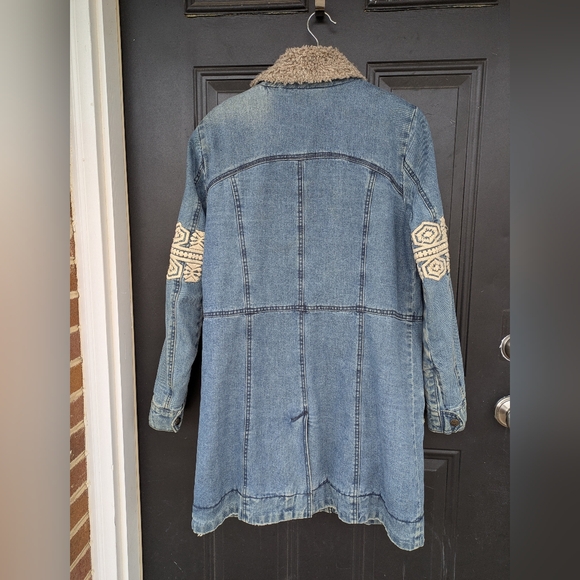 Rare Free People Rendered Denim Sherpa Jacket/Coat- Small ( Oversized) - Picture 12 of 12